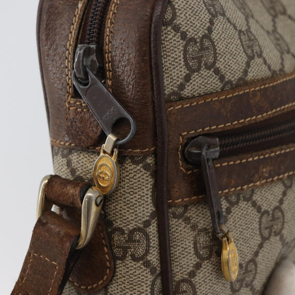 GUCCI GG Supreme Web Sherry Line Bag PVC Beige Gold 001 3654 5 Auth 172680