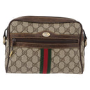 GUCCI GG Supreme Web Sherry Line Bag PVC Beige Gold 001 3654 5 Auth 172680-13