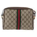 GUCCI GG Supreme Web Sherry Line Bag PVC Beige Gold 001 3654 5 Auth 172680-2