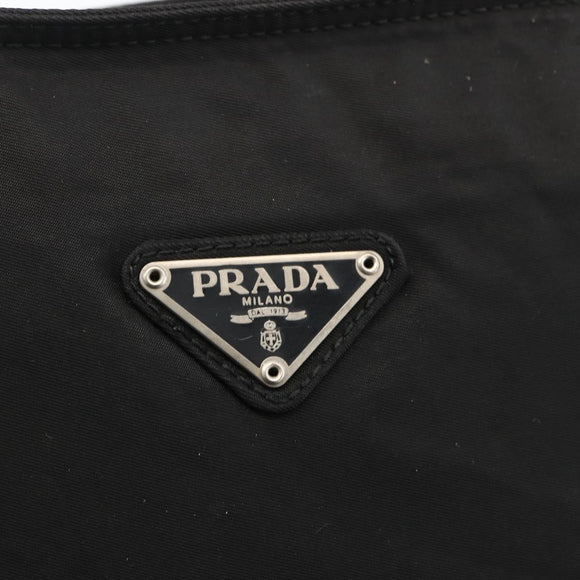 PRADA Shoulder Bag Nylon Black Silver Auth 172683