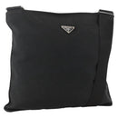 PRADA Shoulder Bag Nylon Black Silver Auth 172683-1