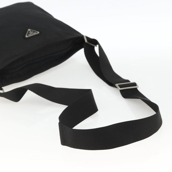 PRADA Shoulder Bag Nylon Black Silver Auth 172683