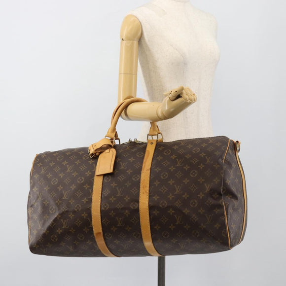 LOUIS VUITTON Monogram Keepall Bandouliere 55 Boston Bag M41414 LV Auth 172687