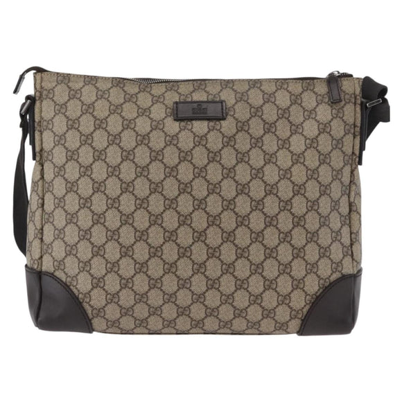 GUCCI GG Canvas Shoulder Bag PVC Beige Silver 110054 Auth 172689