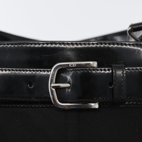 Christian Dior Tote Bag Nylon Black Silver Auth 172694