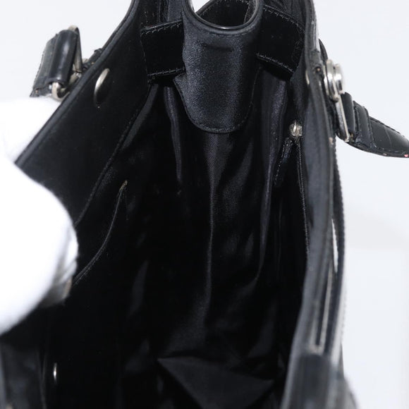 Christian Dior Tote Bag Nylon Black Silver Auth 172694