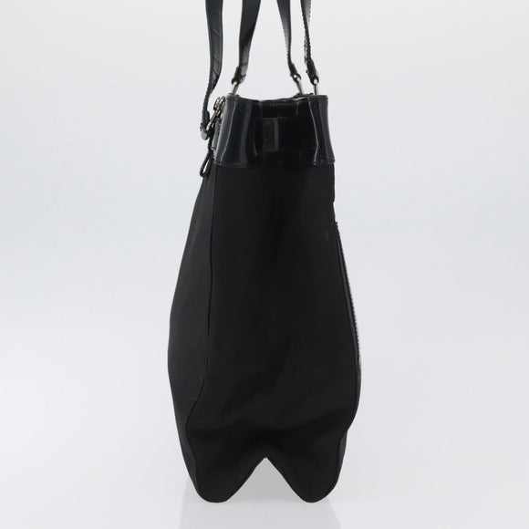 Christian Dior Tote Bag Nylon Black Silver Auth 172694