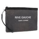 SAINT LAURENT Clutch Bag Canvas Gray Silver Auth 172695-1