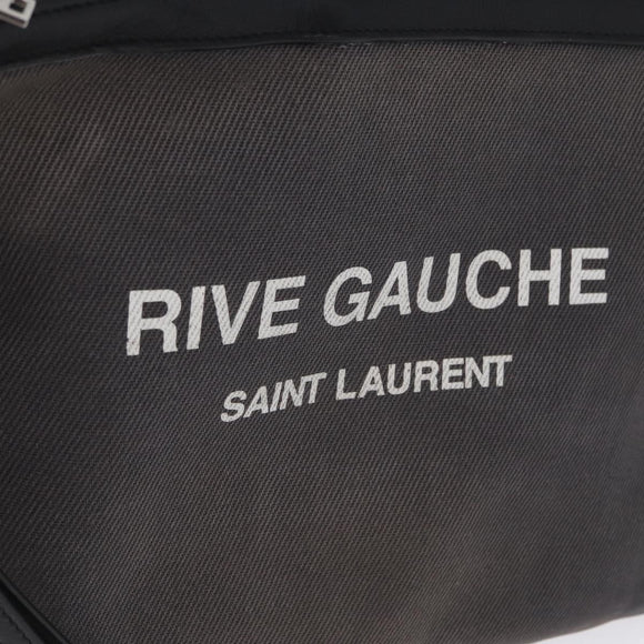 SAINT LAURENT Clutch Bag Canvas Gray Silver Auth 172695