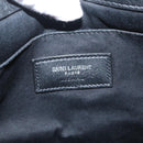 SAINT LAURENT Clutch Bag Canvas Gray Silver Auth 172695-10