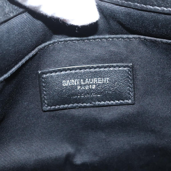 SAINT LAURENT Clutch Bag Canvas Gray Silver Auth 172695