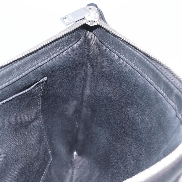 SAINT LAURENT Clutch Bag Canvas Gray Silver Auth 172695