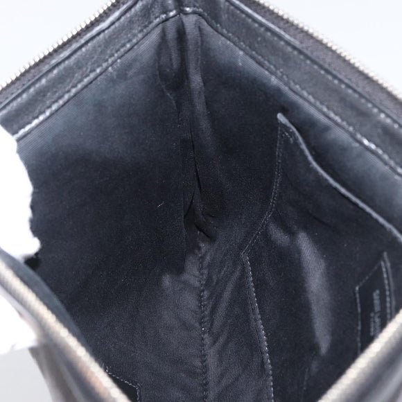 SAINT LAURENT Clutch Bag Canvas Gray Silver Auth 172695