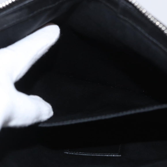 SAINT LAURENT Clutch Bag Canvas Gray Silver Auth 172695