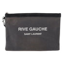 SAINT LAURENT Clutch Bag Canvas Gray Silver Auth 172695-13