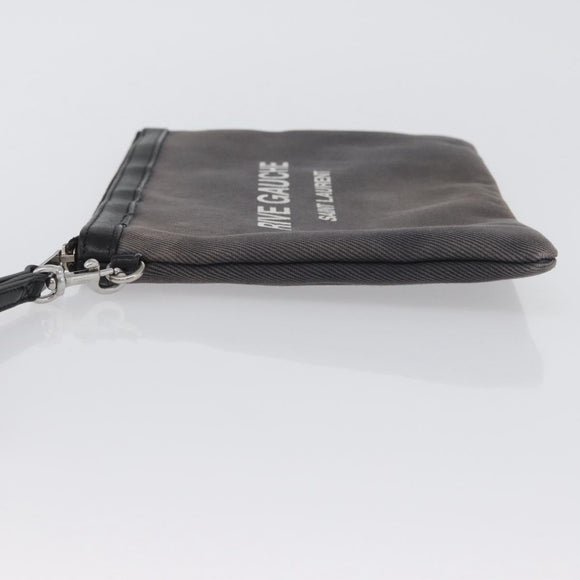 SAINT LAURENT Clutch Bag Canvas Gray Silver Auth 172695