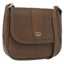 GUCCI Shoulder Bag Leather Brown Gold Auth 172696-1