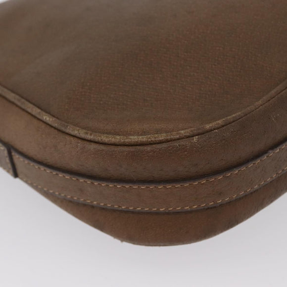 GUCCI Shoulder Bag Leather Brown Gold Auth 172696