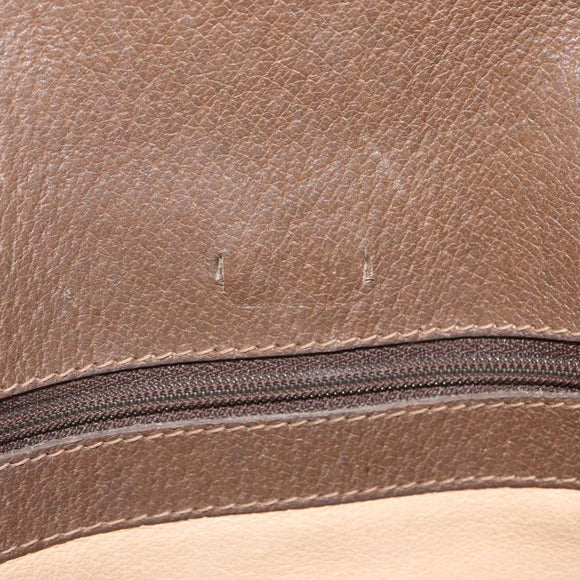 GUCCI Shoulder Bag Leather Brown Gold Auth 172696