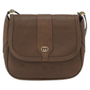 GUCCI Shoulder Bag Leather Brown Gold Auth 172696-13