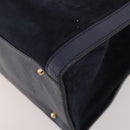 GUCCI Bamboo Tote Bag Suede Navy Gold 002 1186 0260 Auth 172705-12