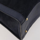 GUCCI Bamboo Tote Bag Suede Navy Gold 002 1186 0260 Auth 172705-13