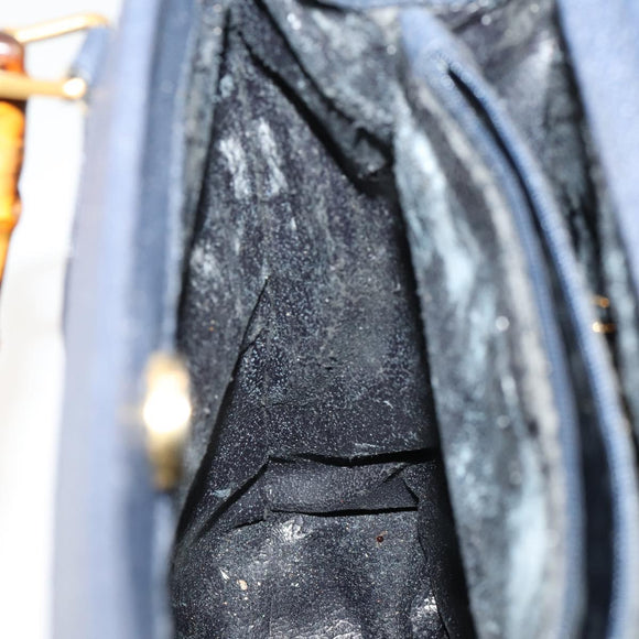 GUCCI Bamboo Tote Bag Suede Navy Gold 002 1186 0260 Auth 172705