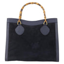 GUCCI Bamboo Tote Bag Suede Navy Gold 002 1186 0260 Auth 172705-2