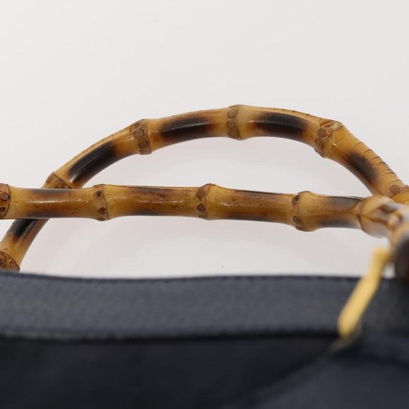 GUCCI Bamboo Tote Bag Suede Navy Gold 002 1186 0260 Auth 172705