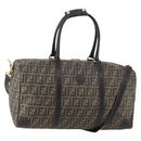FENDI Zucca Canvas Boston Bag PVC 2way Black Brown Auth 172708-1