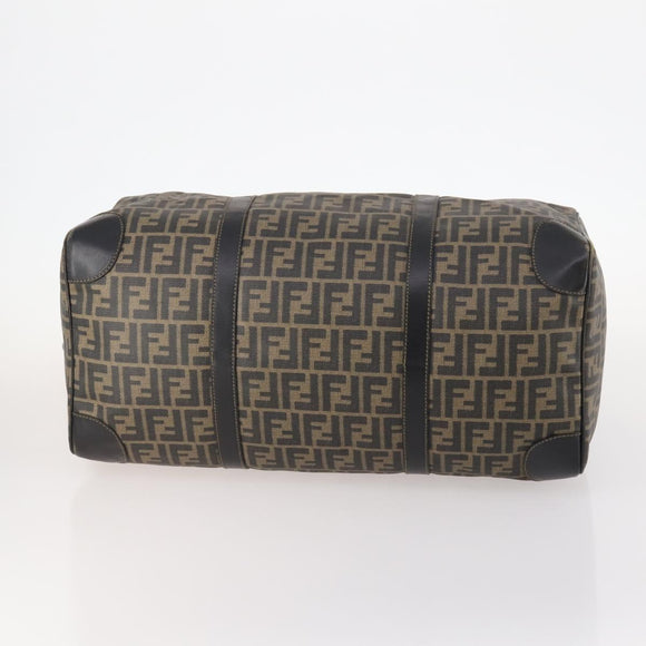 FENDI Zucca Canvas Boston Bag PVC 2way Black Brown Auth 172708