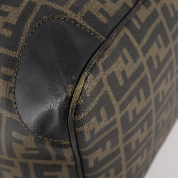 FENDI Zucca Canvas Boston Bag PVC 2way Black Brown Auth 172708