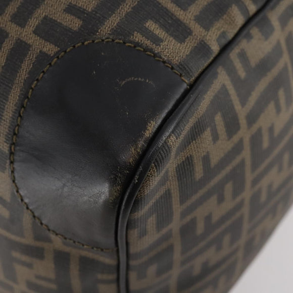 FENDI Zucca Canvas Boston Bag PVC 2way Black Brown Auth 172708