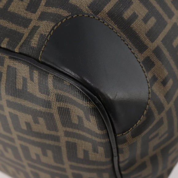 FENDI Zucca Canvas Boston Bag PVC 2way Black Brown Auth 172708