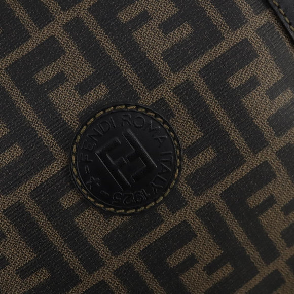FENDI Zucca Canvas Boston Bag PVC 2way Black Brown Auth 172708