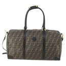 FENDI Zucca Canvas Boston Bag PVC 2way Black Brown Auth 172708-13