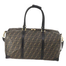 FENDI Zucca Canvas Boston Bag PVC 2way Black Brown Auth 172708-2