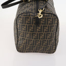 FENDI Zucca Canvas Boston Bag PVC 2way Black Brown Auth 172708-4