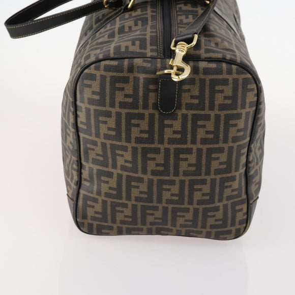 FENDI Zucca Canvas Boston Bag PVC 2way Black Brown Auth 172708