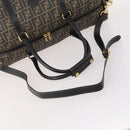 FENDI Zucca Canvas Boston Bag PVC 2way Black Brown Auth 172708-7