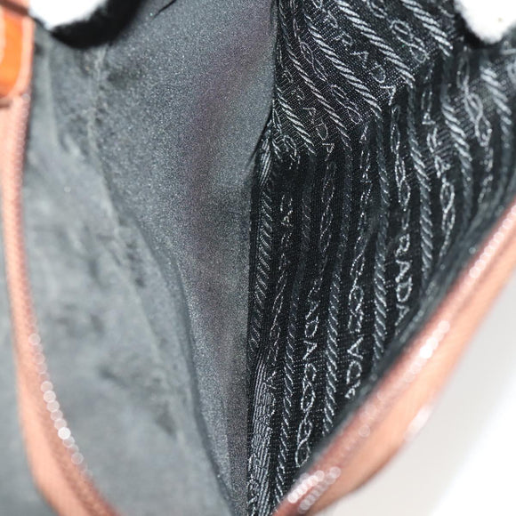 PRADA Rugzak Nylon Zwart Zilver Auth 172717
