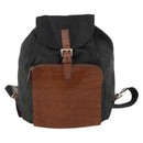 PRADA Rugzak Nylon Zwart Zilver Auth 172717-13