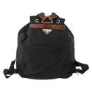 PRADA Rugzak Nylon Zwart Zilver Auth 172717-2
