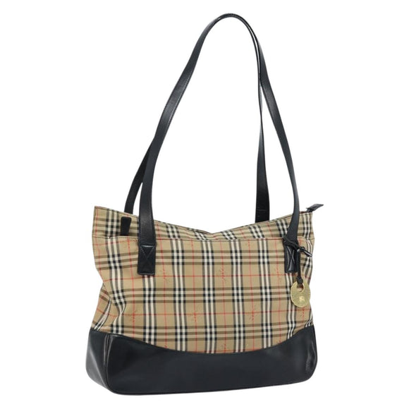 Burberrys Nova Check Tote Bag Canvas Beige Gold Auth 172718