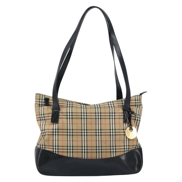 Burberrys Nova Check Tote Bag Canvas Beige Gold Auth 172718