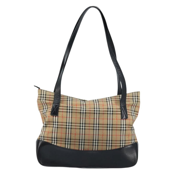 Burberrys Nova Check Tote Bag Canvas Beige Gold Auth 172718
