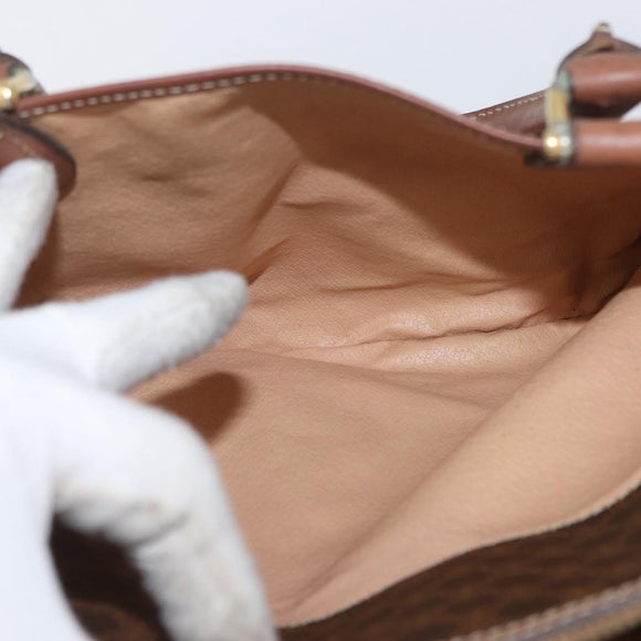 CELINE Macadam Canvas Hand Bag PVC Leather Brown Gold Auth 172719