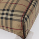 BURBERRY Nova Check Hand Bag PVC Beige Gold Auth 172725-9