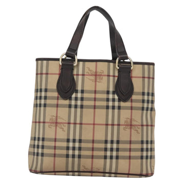 BURBERRY Nova Check Hand Bag PVC Beige Gold Auth 172725 - 0