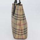 BURBERRY Nova Check Hand Bag PVC Beige Gold Auth 172725-3